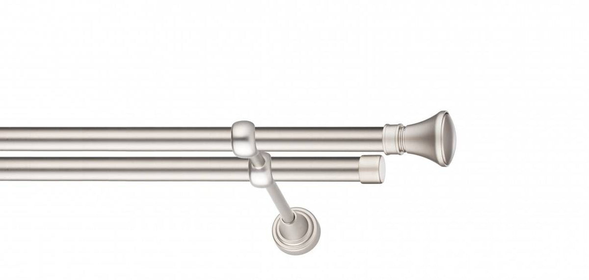 Galerie Metalică Conic, dublă, clasic, fără inele, 16mm, satin nichel (argintiu mat)