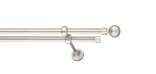Galerie Metalică Davi, dublă, clasic, fără inele, 16mm, satin nichel (argintiu mat)