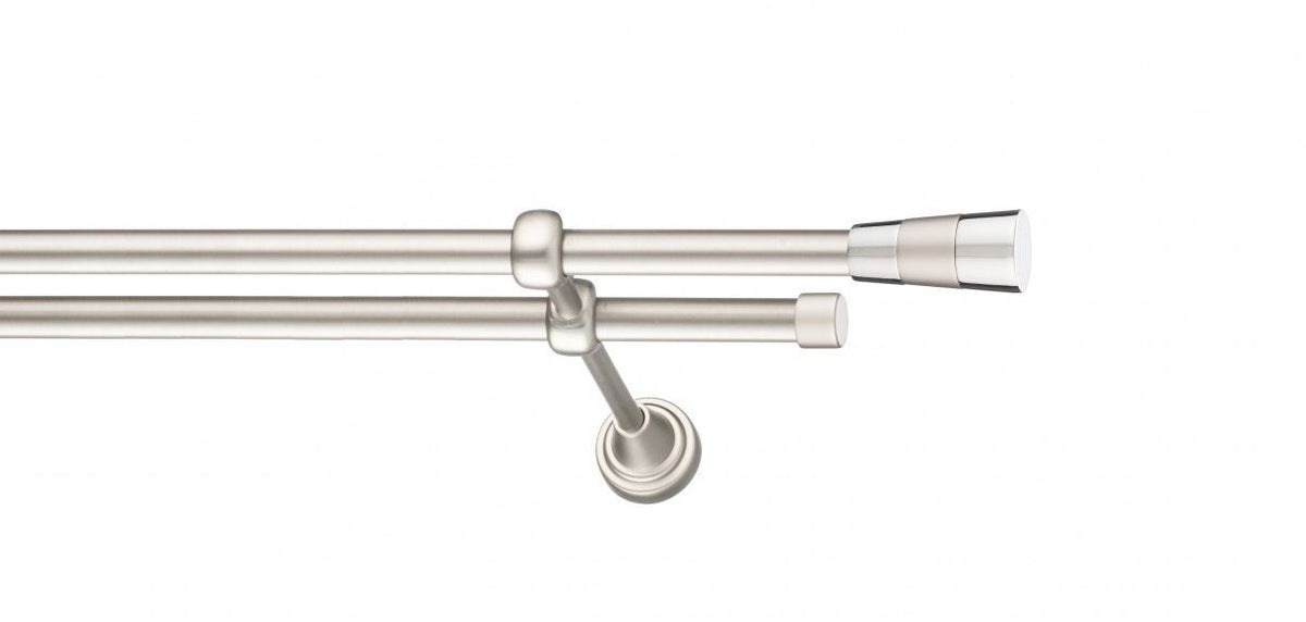 Galerie Metalică Doris, dublă, clasic, fără inele, 16mm, satin nichel (argintiu mat)