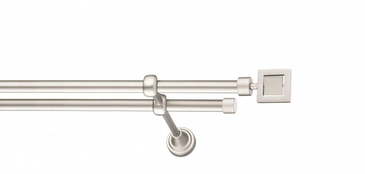 Galerie Metalică Saturn, dublă, clasic, fără inele, 16mm, satin nichel (argintiu mat)