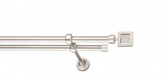 Galerie Metalică Saturn, dublă, clasic, fără inele, 16mm, satin nichel (argintiu mat)