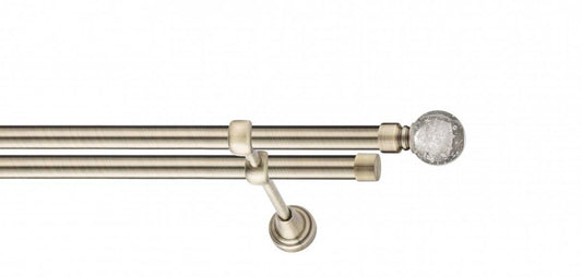 Galerie Metalică Buble, dublă, clasic, fără inele, 19mm, antique brass (auriu antic)