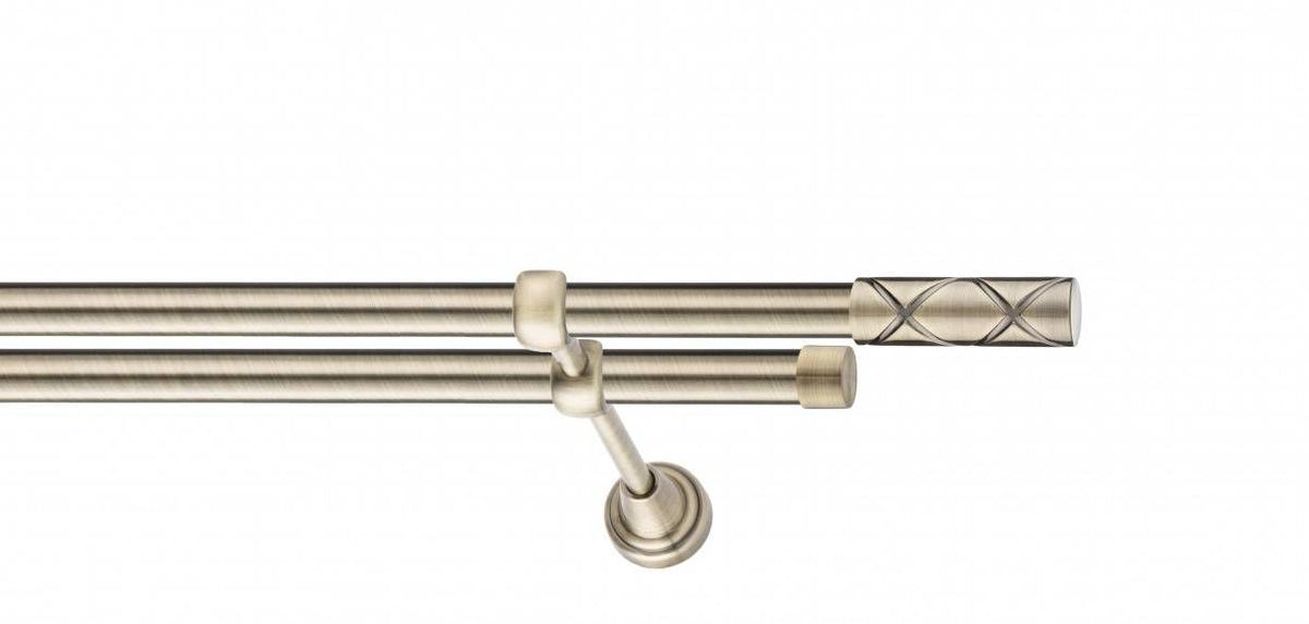 Galerie Metalică Ciel, dublă, clasic, fără inele, 19mm, antique brass (auriu antic)
