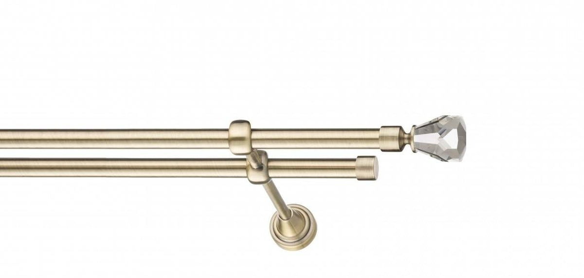 Galerie Metalică Cristal Conic, dublă, clasic, fără inele, 19mm, antique brass (auriu antic)