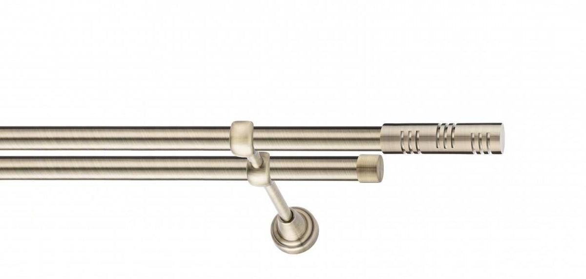 Galerie Metalică Elis, dublă, clasic, fără inele, 19mm, antique brass (auriu antic)
