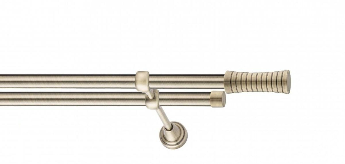 Galerie Metalică Febris, dublă, clasic, fără inele, 19mm, antique brass (auriu antic)