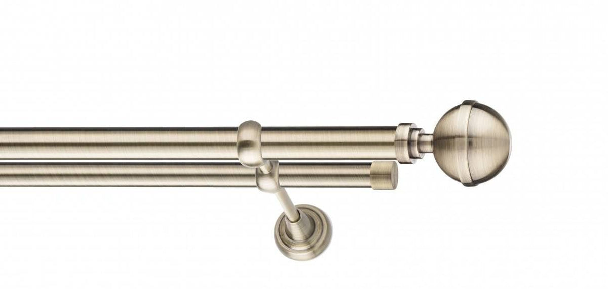Galerie Metalică Kalisto, dublă, clasic, fără inele, 19mm, antique brass (auriu antic)
