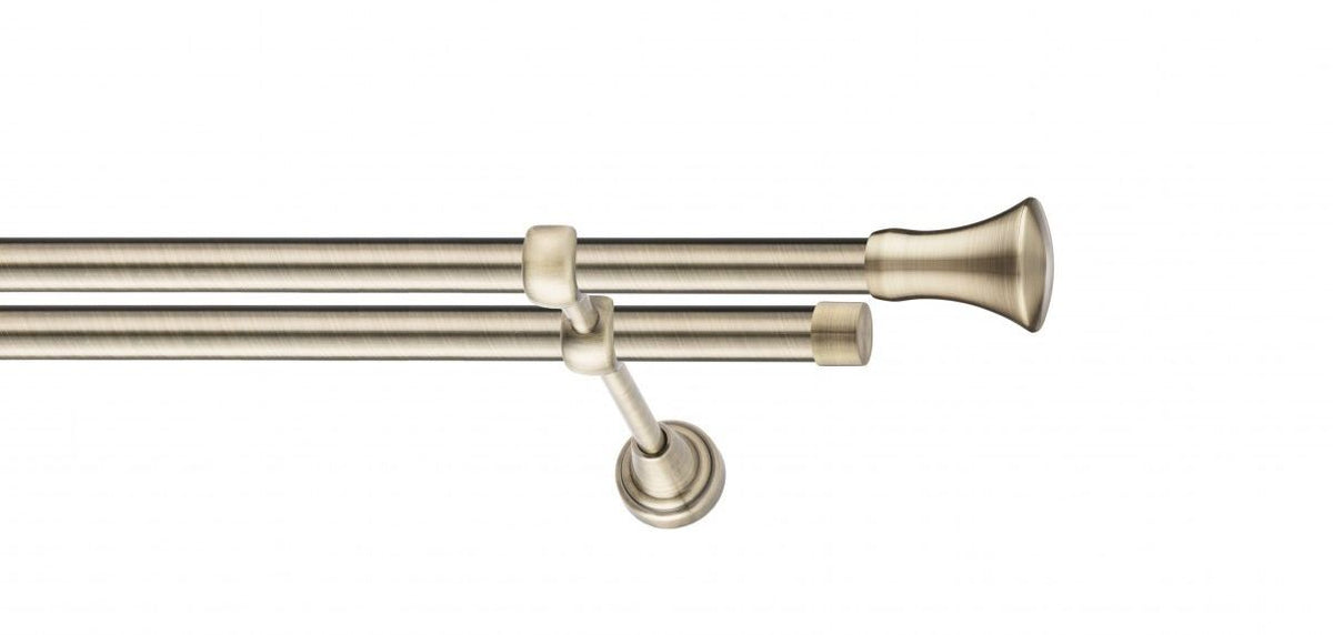 Galerie Metalică Monaco, dublă, clasic, fără inele, 19mm, antique brass (auriu antic)