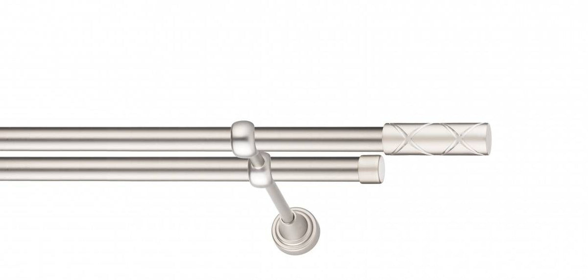 Galerie Metalică Ciel, dublă, clasic, fără inele, 19mm, satin nichel (argintiu mat)