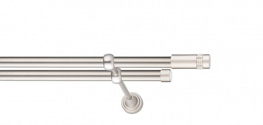 Galerie Metalică Dios, dublă, clasic, fără inele, 19mm, satin nichel (argintiu mat)
