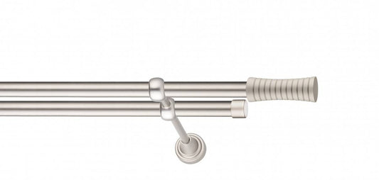 Galerie Metalică Febris, dublă, clasic, fără inele, 19mm, satin nichel (argintiu mat)