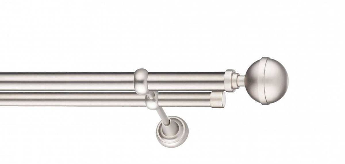Galerie Metalică Kalisto, dublă, clasic, fără inele, 19mm, satin nichel (argintiu mat)