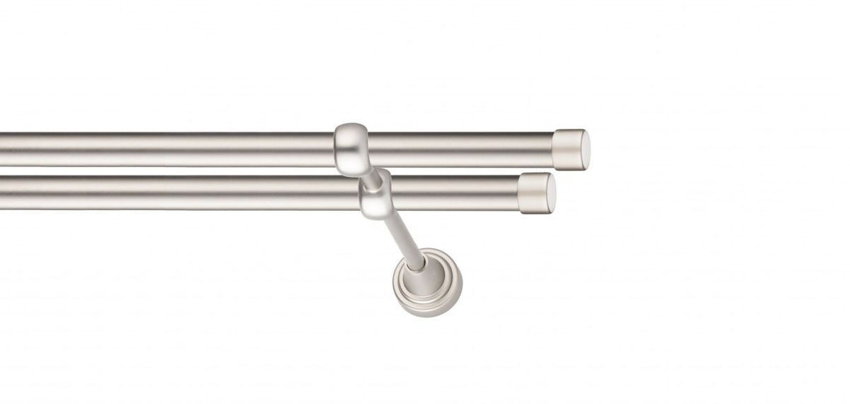 Galerie Metalică Luna, dublă, clasic, fără inele, 19mm, satin nichel (argintiu mat)