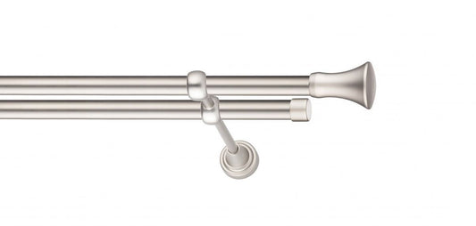 Galerie Metalică Monaco, dublă, clasic, fără inele, 19mm, satin nichel (argintiu mat)