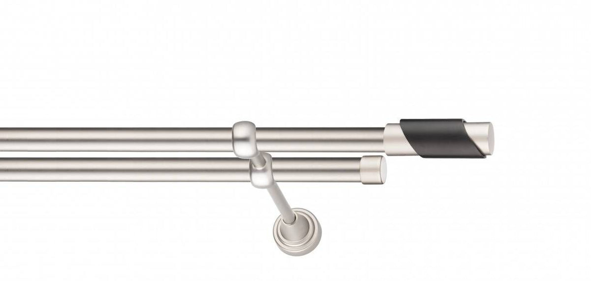 Galerie Metalică Paris, dublă, clasic, fără inele, 19mm, satin nichel (argintiu mat)
