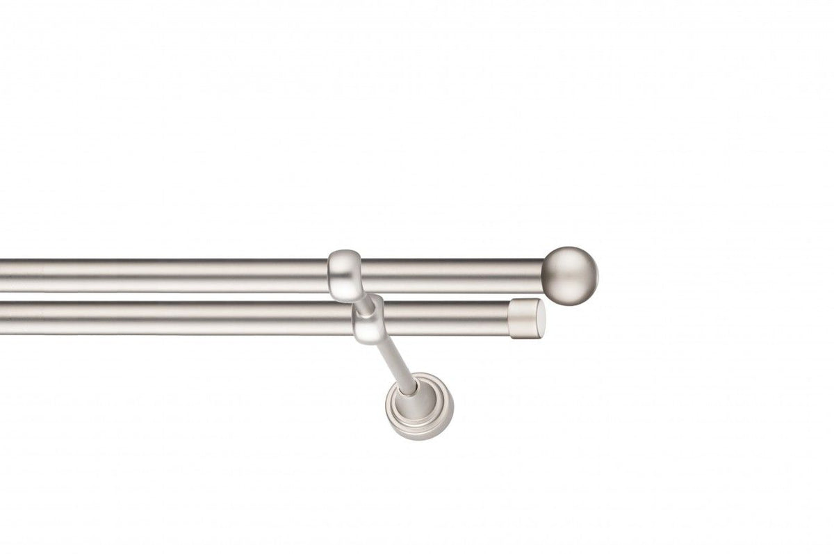 Galerie Metalică Sfera, dublă, clasic, fără inele, 19mm, satin nichel (argintiu mat)