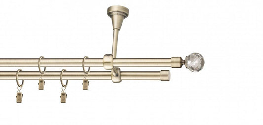 Galerie metalica Cristal dubla de tavan 16mm x 1.6m, antique brass (auriu antic)