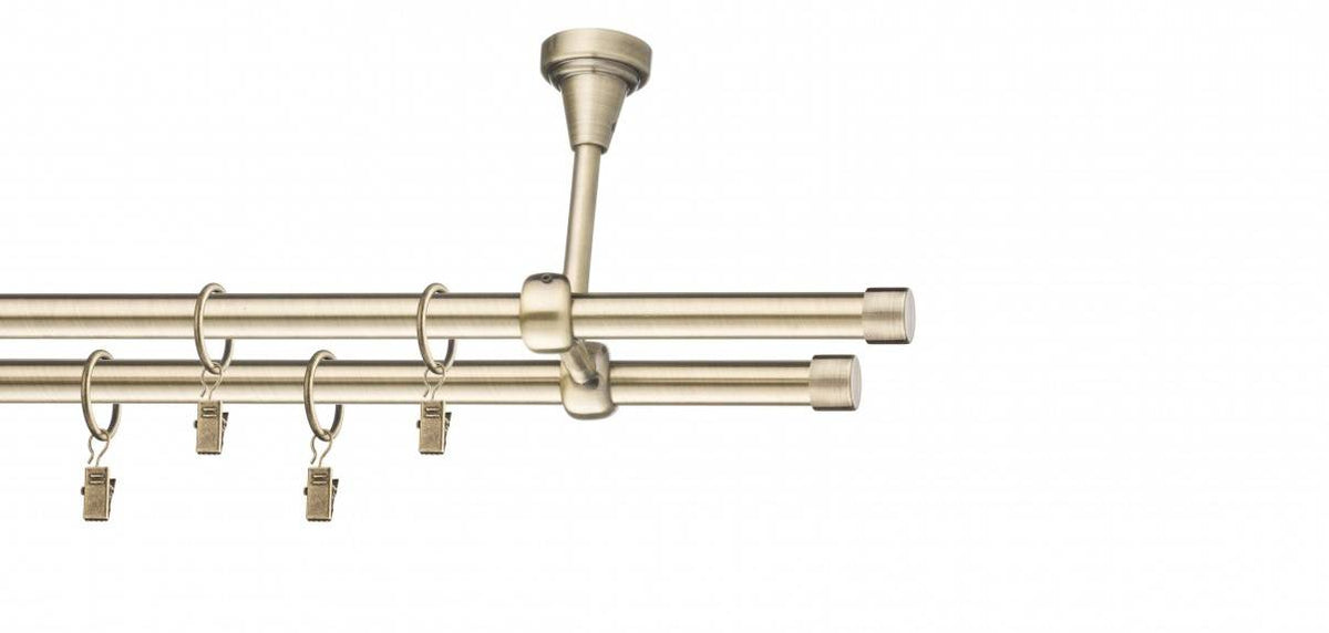 Galerie metalica Luna dubla de tavan 16mm x 1.6m, antique brass (auriu antic)