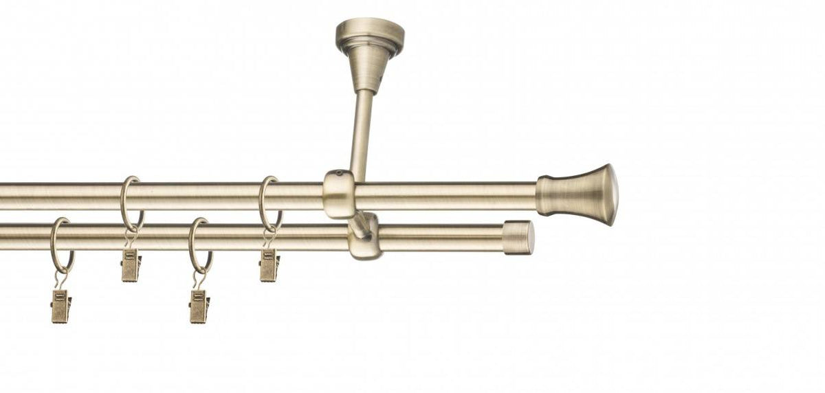 Galerie metalica Monaco dubla de tavan 16mm x 1.6m, antique brass (auriu antic)