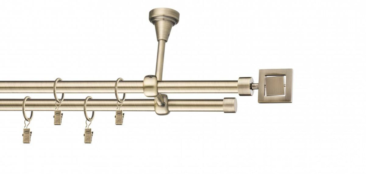 Galerie metalica Saturn dubla de tavan 16mm x 1.6m, antique brass (auriu antic)