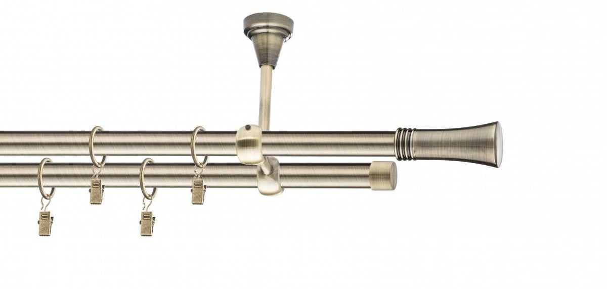 Galerie metalica Ahile dubla de tavan 19mm x 1.6m, antique brass (auriu antic)
