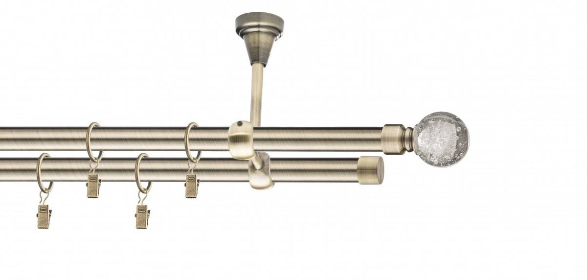 Galerie metalica Buble dubla de tavan 19mm x 1.6m, antique brass (auriu antic)