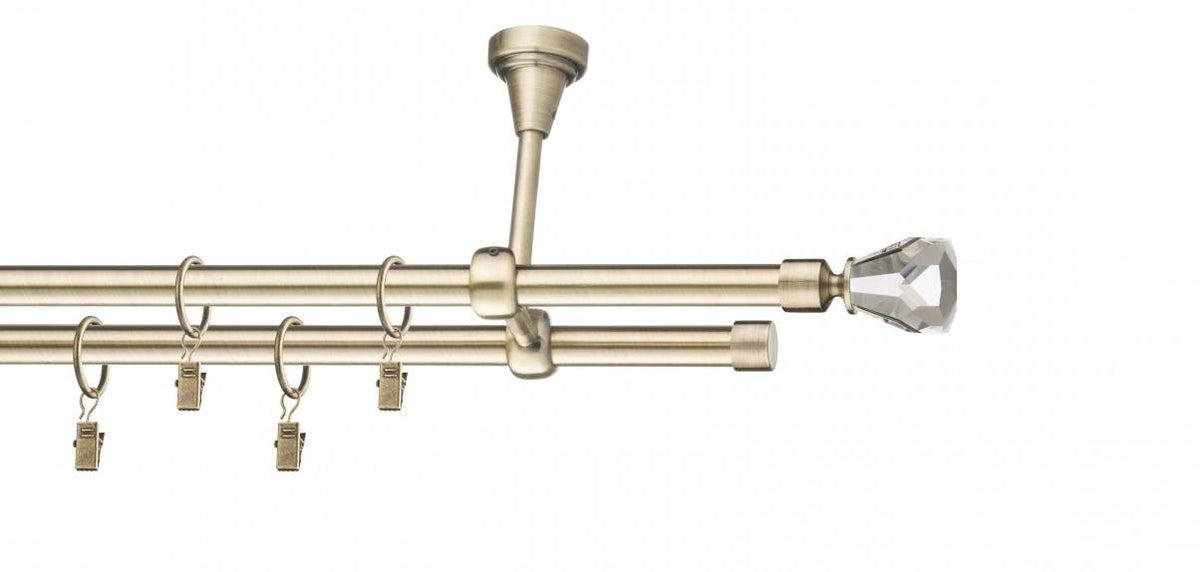 Galerie metalica Cristal dubla de tavan 19mm x 1.6m, antique brass (auriu antic)