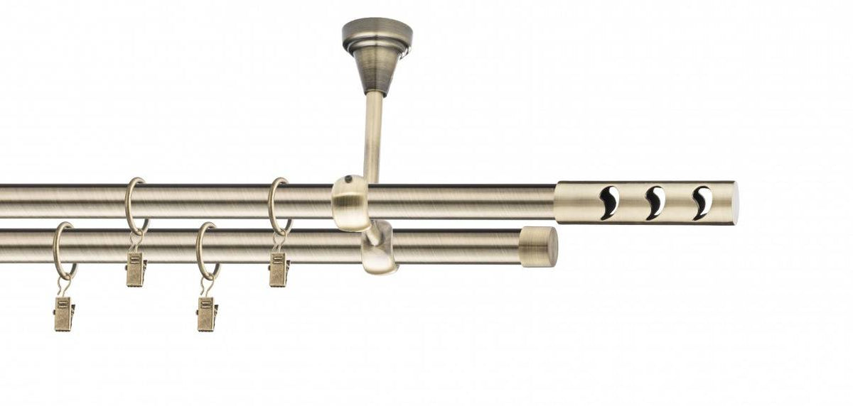 Galerie metalica Drop dubla de tavan 19mm x 1.6m, antique brass (auriu antic)