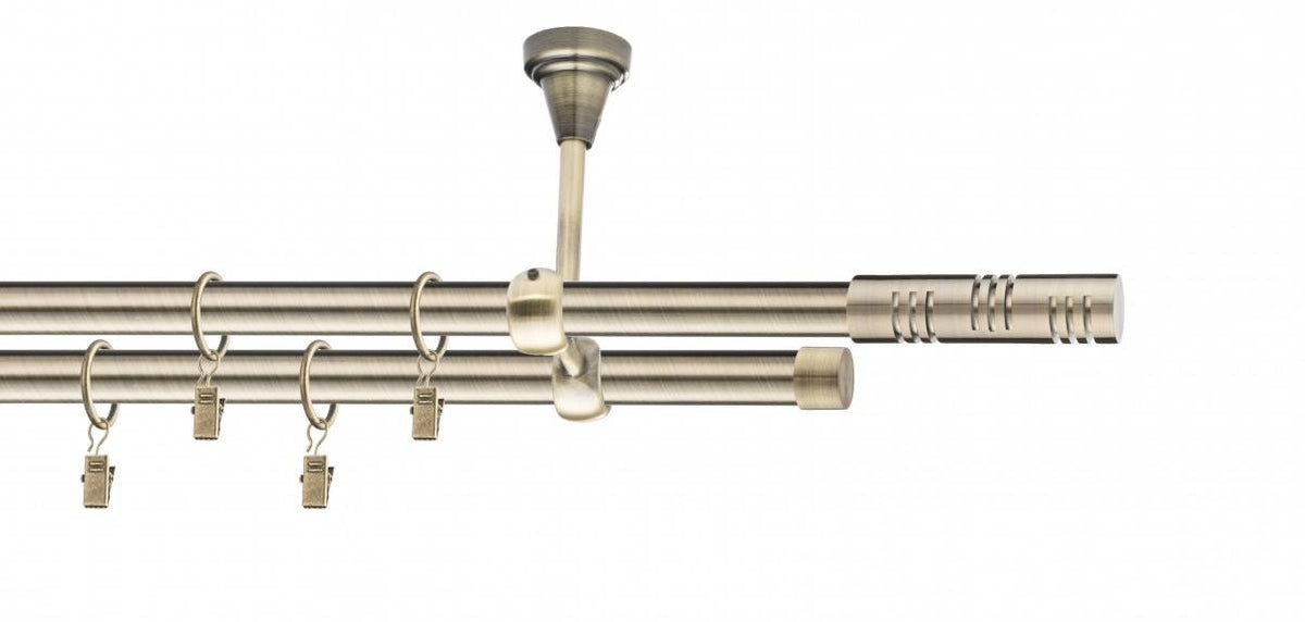 Galerie metalica Elis dubla de tavan 19mm x 1.6m, antique brass (auriu antic)
