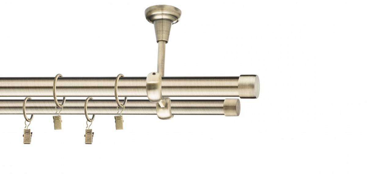 Galerie metalica Luna dubla de tavan 19mm x 1.6m, antique brass (auriu antic)