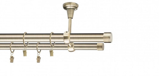 Galerie metalica Luna dubla de tavan 19mm x 1.6m, antique brass (auriu antic)