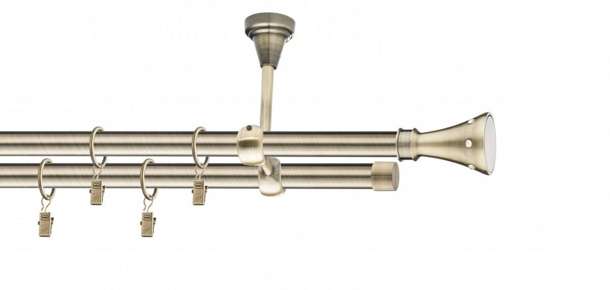 Galerie metalica Sigma dubla de tavan 19mm x 1.6m, antique brass (auriu antic)