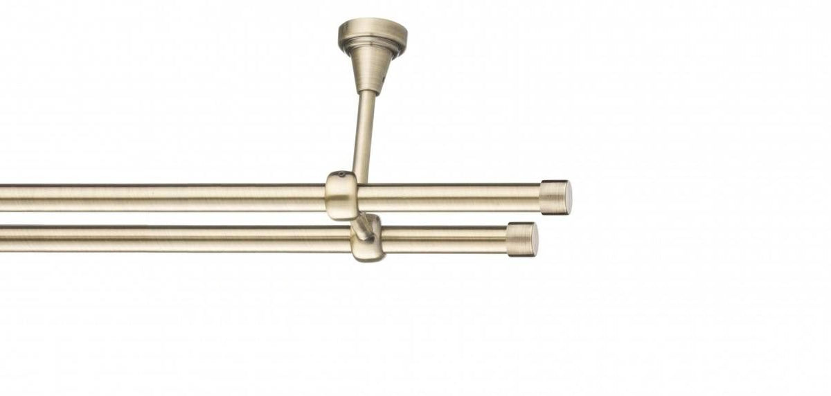 Galerie Metalică Luna, dublă, de tavan, fără inele, 16mm, antique brass (auriu antic)