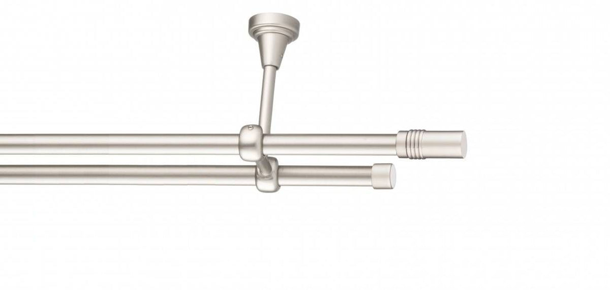 Galerie Metalică Celtex, dublă, de tavan, fără inele, 16mm, satin nichel (argintiu mat)