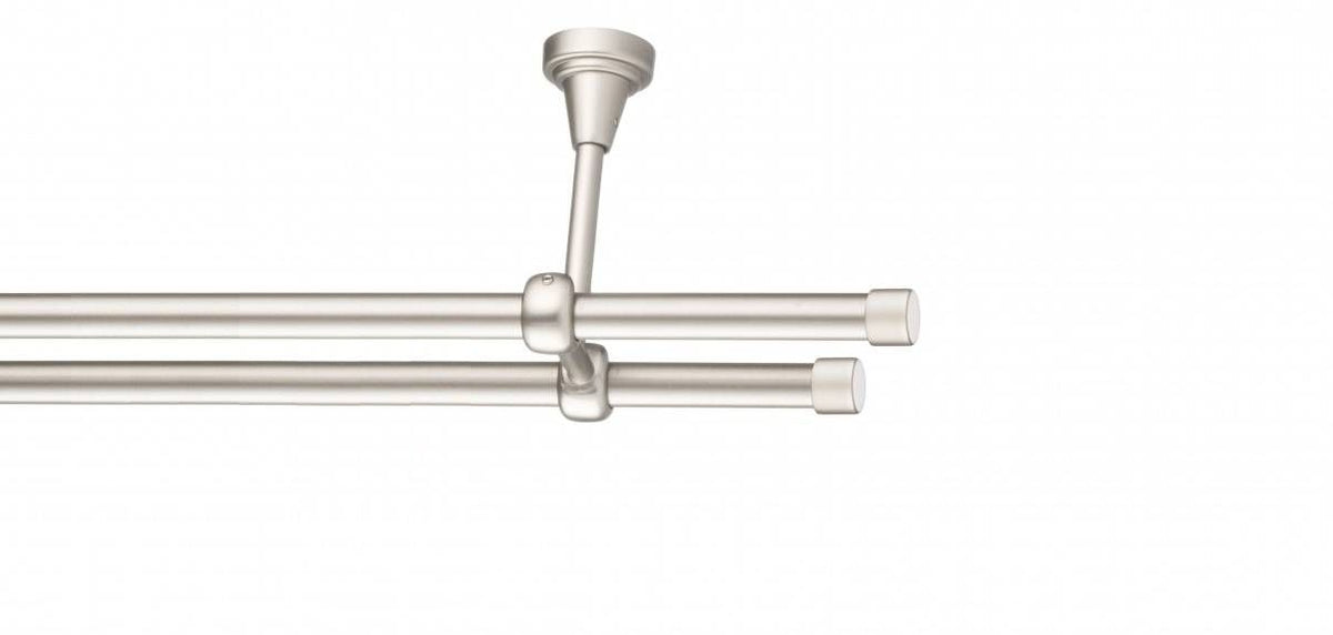 Galerie Metalică Luna, dublă, de tavan, fără inele, 16mm, satin nichel (argintiu mat)
