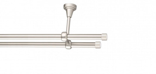 Galerie Metalică Luna, dublă, de tavan, fără inele, 16mm, satin nichel (argintiu mat)