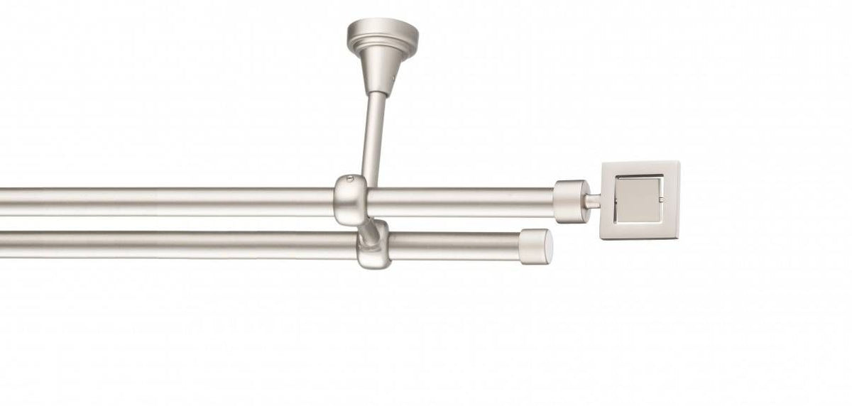Galerie Metalică Saturn, dublă, de tavan, fără inele, 16mm, satin nichel (argintiu mat)