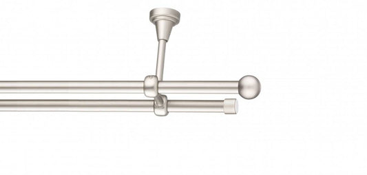 Galerie Metalică Terra, dublă, de tavan, fără inele, 16mm, satin nichel (argintiu mat)
