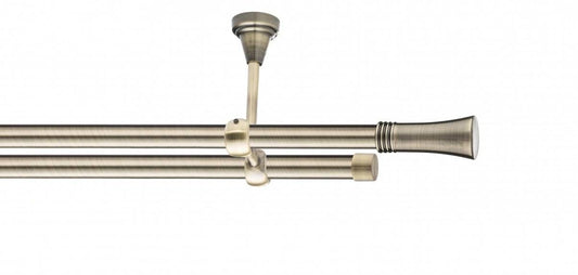 Galerie Metalică Ahile, dublă, de tavan, fără inele, 19mm, antique brass (auriu antic)