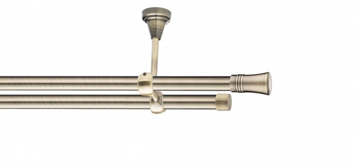 Galerie Metalică Capri, dublă, de tavan, fără inele, 19mm, antique brass (auriu antic)