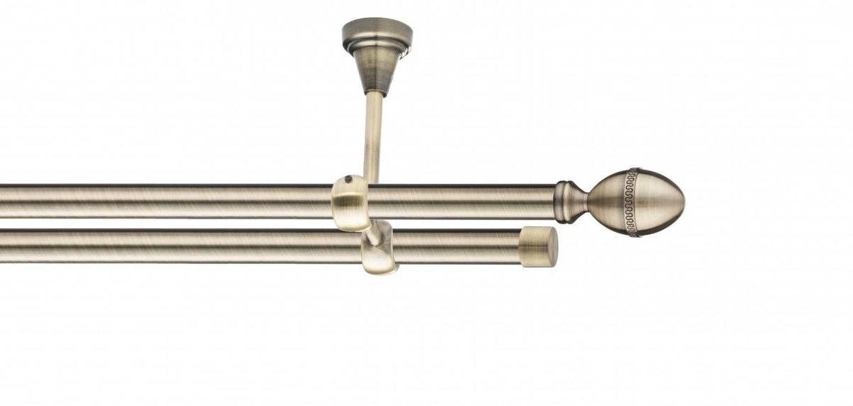 Galerie Metalică Cezar, dublă, de tavan, fără inele, 19mm, antique brass (auriu antic)