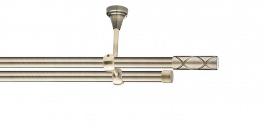Galerie Metalică Ciel, dublă, de tavan, fără inele, 19mm, antique brass (auriu antic)