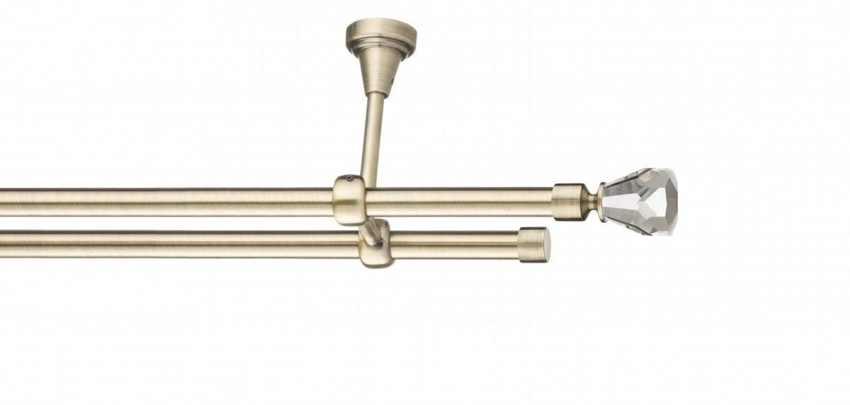 Galerie Metalică Cristal Conic, dublă, de tavan, fără inele, 19mm, antique brass (auriu antic)