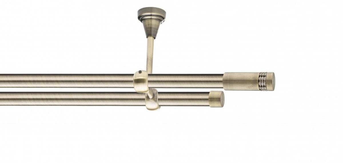 Galerie Metalică Dios, dublă, de tavan, fără inele, 19mm, antique brass (auriu antic)