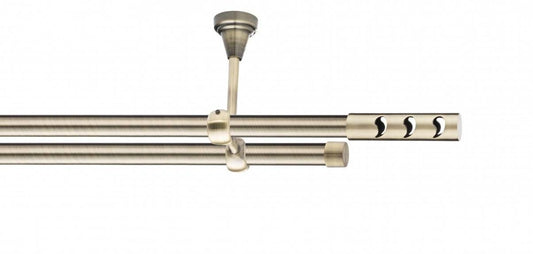Galerie Metalică Drop, dublă, de tavan, fără inele, 19mm, antique brass (auriu antic)