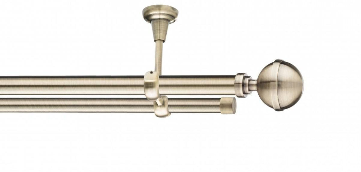 Galerie Metalică Kalisto, dublă, de tavan, fără inele, 19mm, antique brass (auriu antic)