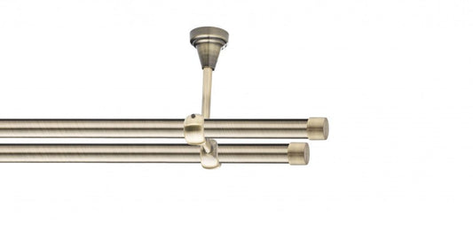 Galerie Metalică Luna, dublă, de tavan, fără inele, 19mm, antique brass (auriu antic)