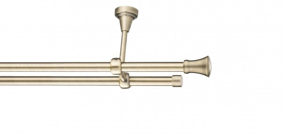 Galerie Metalică Monaco, dublă, de tavan, fără inele, 19mm, antique brass (auriu antic)