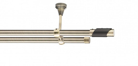 Galerie Metalică Paris, dublă, de tavan, fără inele, 19mm, antique brass (auriu antic)