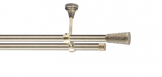 Galerie Metalică Sevilla, dublă, de tavan, fără inele, 19mm, antique brass (auriu antic)
